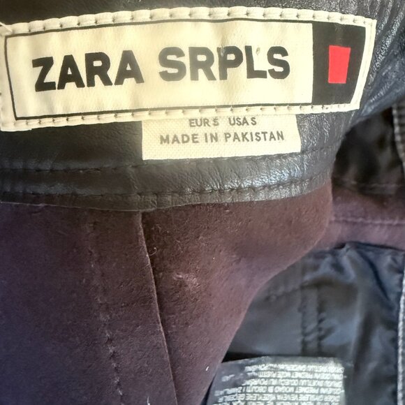 ZARA SRPLS Sheepskin Leather Barrel Leg Buckled Waist Chocolate waist 32"-NWT - Picture 7 of 14